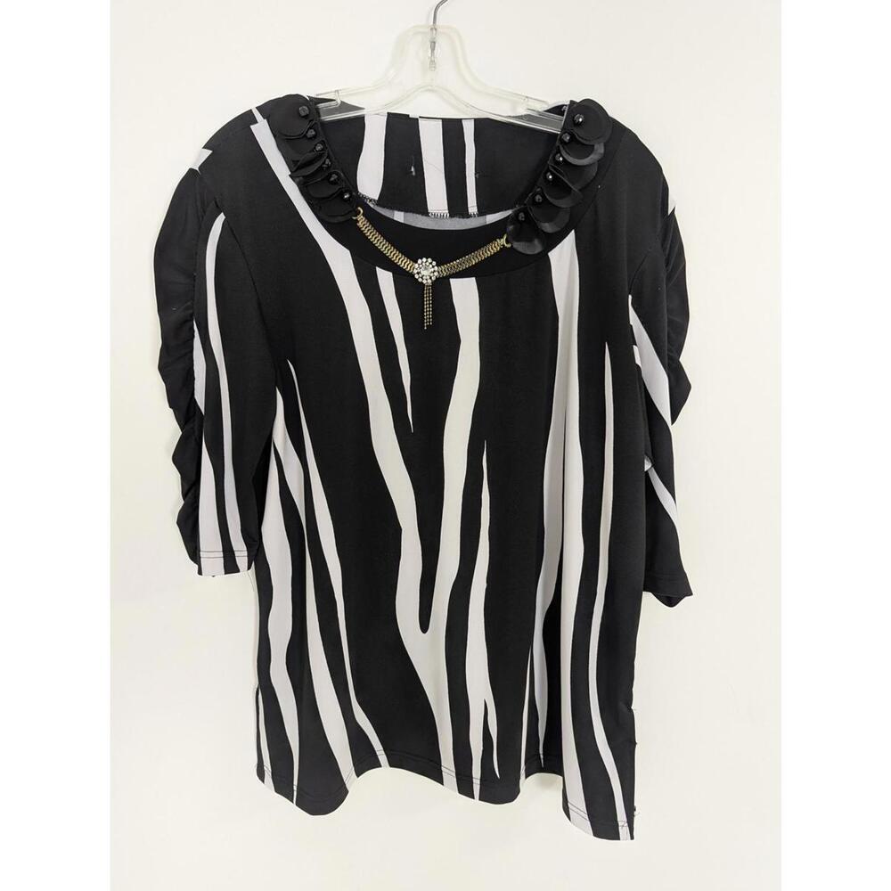 Unbranded Women's Vintage Inspired Zebra Top Size Large Ruched
#B76